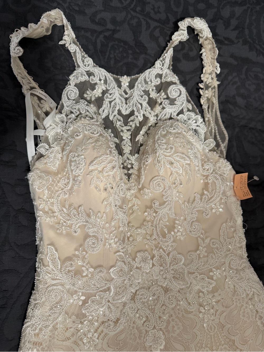 Private Label by G Champagne Lace Beaded Illusion Bodice Wedding Dress